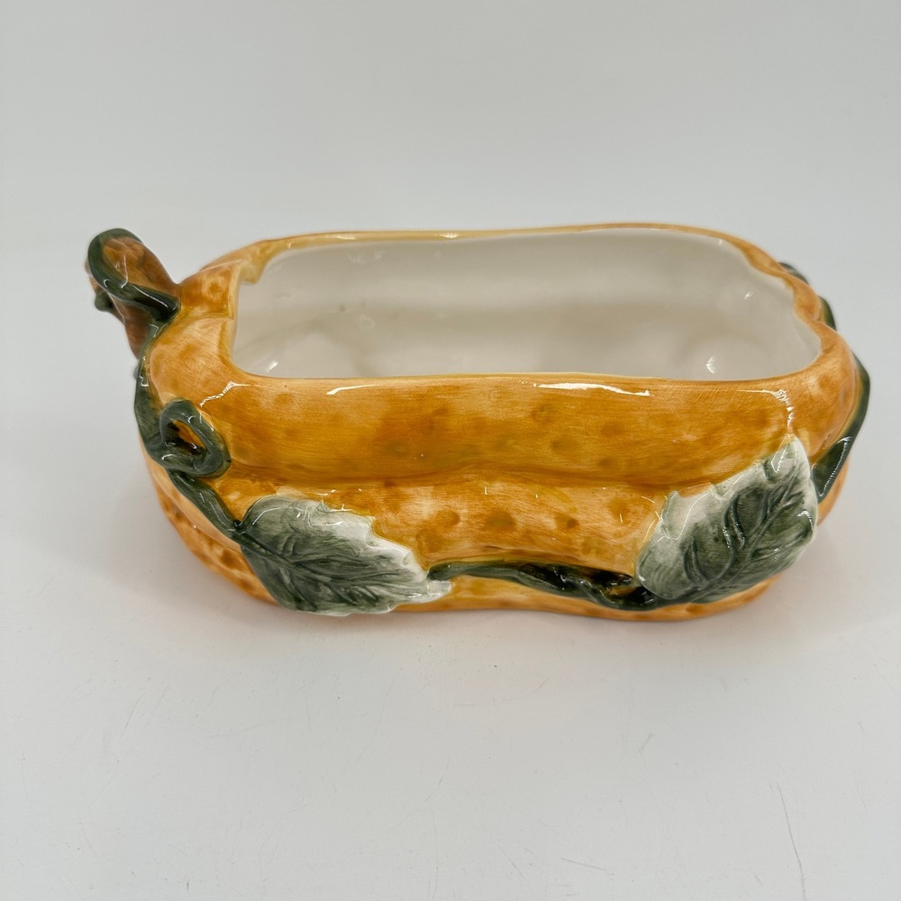 FTD Ceramic Pumpkin Planter Candy Dish Orange Glossy Harvest Fall Decor